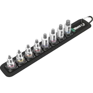 Wera Zyklop Bitnuss-Satz Belt B2, Innensechskant, 3/8", 8-teilig, Steckschlüssel (schwarz/silber, mit Haltefunktion)