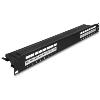 DeLOCK 19" Patchpanel 16 Port Cat.6A (schwarz, 1 HE)