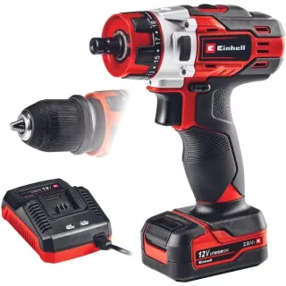 EINHELL Akku-Bohrschrauber TE-CD 12/1 X-Li, 12Volt (rot/schwarz, Li-Ionen Akku 2Ah)