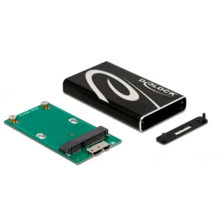 DeLOCK Externes Gehäuse SuperSpeed USB für mSATA SSD, Laufwerksgehäuse (schwarz)