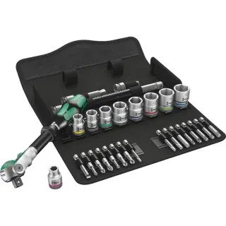 Wera Zyklop Speed-Knarrensatz 8100 SB 6, 3/8", 29-teilig, Werkzeug-Set (Speed-Knarre mit schwenkbarem Kopf)