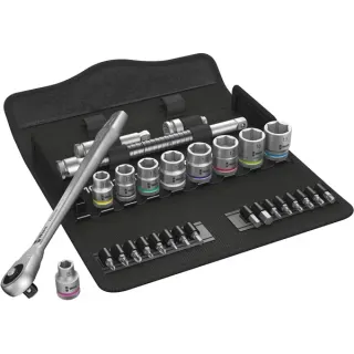 Wera Zyklop Metal-Knarrensatz 8100 SB 7, 3/8", 29-teilig, Werkzeug-Set (Knarre mit Durchsteckvierkant)