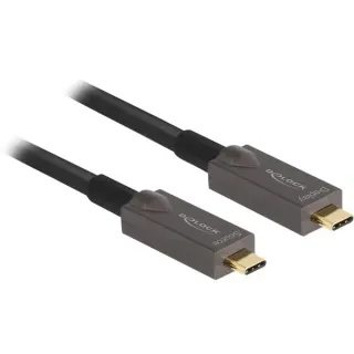 DeLOCK Aktives Optisches USB-C 4K Video + Daten + PD Kabel (schwarz, 8 Meter, PD 60 Watt)