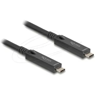 DeLOCK Aktives Optisches USB-C 8K Video + Daten + PD Kabel (schwarz, 5 Meter, PD 60 Watt)