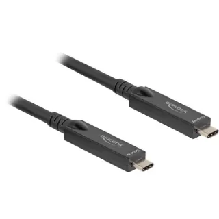 DeLOCK Aktives Optisches USB-C 8K Video + Daten + PD Kabel (schwarz, 8 Meter, PD 60 Watt)
