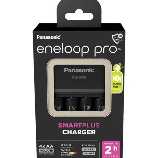 Panasonic Ladegerät eneloop SmartPlus Charger BQ-CC55 (weiß, inkl. 4x Mignon AA 1,2V)
