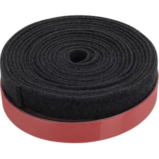 Digitus Klettband-Kabelmanagement-System, Kabelbinder (schwarz, 2,5 Meter Pilzkopfband + 5 Meter Flausch-/Klettband)