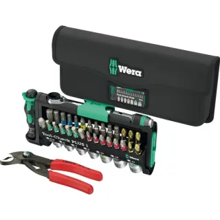Wera Tool-Check Combi 1, mit KNIPEX Cobra, Bit-Satz (schwarz/grün, 40-teilig, inkl. 1/4" Bit-Ratsche und Wasserpumpenzange)