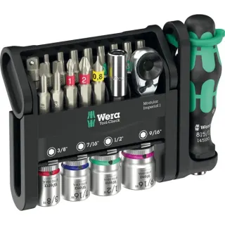 Wera Tool-Check Modular Imperial 1, Bit-Satz (schwarz/grün, 21-teilig, zöllig, inkl. 1/4" Bit-Ratsche)