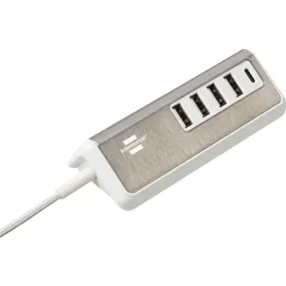 Brennenstuhl estilo USB-Multiladegerät (weiß/edelstahl, 5x USB, PD 20 Watt)