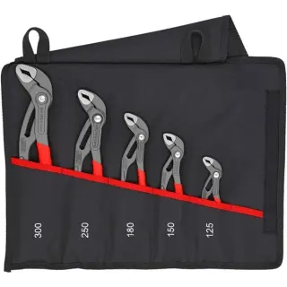 KNIPEX Cobra Zangen-Set, 5-teilig (rot, gezahnte Griffflächen, integrierter Klemmschutz)