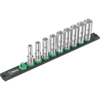 Wera Nuss-Magnetleiste B Deep 1 Steckschlüsseleinsatz-Satz 3/8" (schwarz/grün, 9‑teilig)