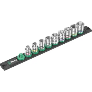 Wera Nuss-Magnetleiste B 4 Zyklop Steckschlüsseleinsatz-Satz 3/8" (schwarz/grün, 9‑teilig)