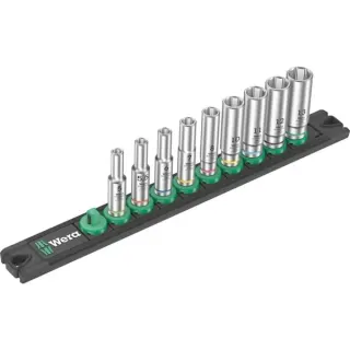 Wera Nuss-Magnetleiste A Deep 1 Steckschlüsseleinsatz-Satz 1/4" (schwarz/grün, 9‑teilig)