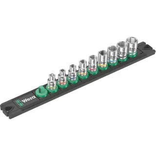 Wera Nuss-Magnetleiste A 4 Zyklop Steckschlüsseleinsatz-Satz 1/4" (schwarz/grün, 9‑teilig)