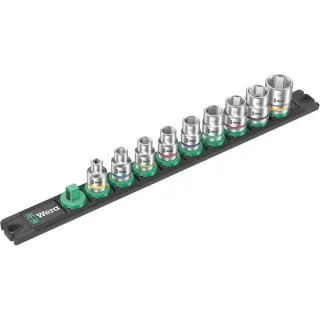 Wera Nuss-Magnetleiste B Imperial 1 Steckschlüsseleinsatz-Satz 3/8", zöllig (schwarz/grün, 9‑teilig)
