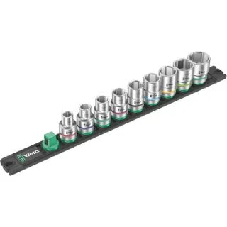 Wera Nuss-Magnetleiste C Imperial 1 Steckschlüsseleinsatz-Satz 1/2", zöllig (schwarz/grün, 9‑teilig)