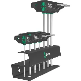 Wera 467/7 Sechsrund HF Set 2 Quergriff-Schraubendreher + Rack, 7-teilig (schwarz/grün, mit Haltefunktion)