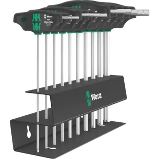 Wera 454/10 HF Set Imperial 2 Quergriff-Schraubendreher + Rack, 10-teilig (schwarz/grün, zöllig, mit Haltefunktion)
