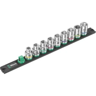 Wera Nuss-Magnetleiste C 4 Zyklop Steckschlüsseleinsatz-Satz 1/2" (schwarz/grün, 9‑teilig)