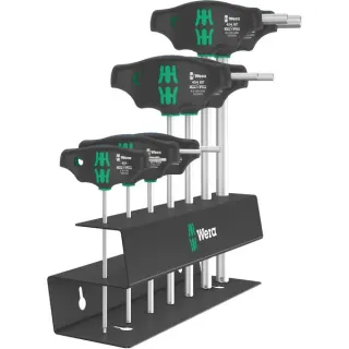 Wera 454/7 HF Set 2 Quergriff-Schraubendreher + Rack, 7-teilig (schwarz/grün, mit Haltefunktion)