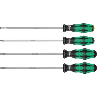 Wera 335/350/355/4 Schraubendrehersatz Kraftform Plus, lang (schwarz/grün, Kraftform Plus, Lasertip)