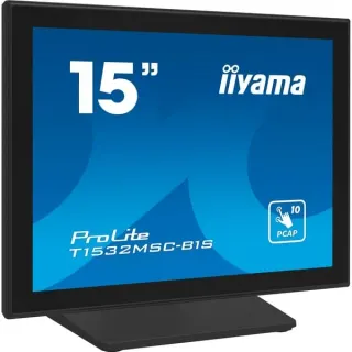 iiyama ProLite T1532MSC-B1S, LED-Monitor (38 cm (15 Zoll), schwarz (matt), XGA, TN, VGA, HDMI, DisplayPort)