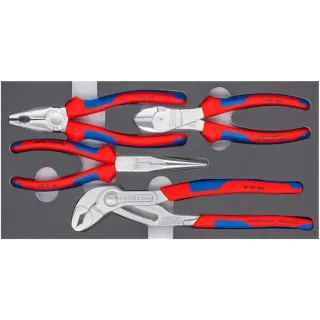 KNIPEX Zangen-Set "Basic Chrom" 002001V17, 4-teilig (präzise zugeschnittene Schaumstoffeinlage)