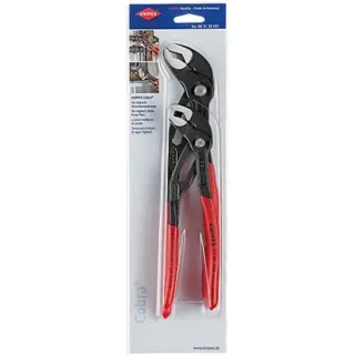 KNIPEX Cobra Zangen-Set 003120V01, 2-teilig (rot, gezahnte Griffflächen, integrierter Klemmschutz)