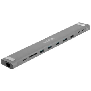 DeLOCK USB Type-C Slim Dockingstation 4K (grau, HDMI / USB 3.2 Gen 1 / LAN / SD / PD 3.0)