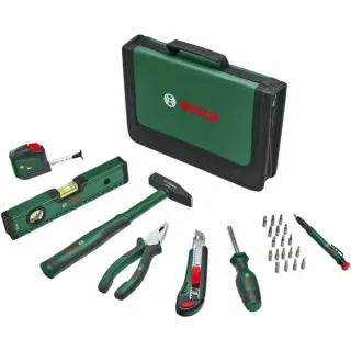 Bosch Heimwerken & Garten Universal Handwerkzeug-Set, 25-teilig (grün, mit Werkzeugtasche)