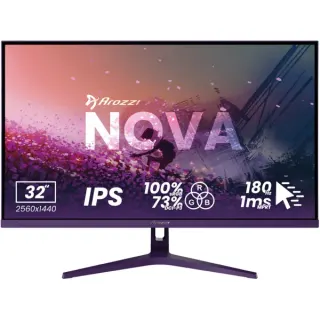 Arozzi Nova 32T2K180, Gaming-Monitor (80 cm (31.5 Zoll), lila, QHD, IPS, HDMI, DP, Lautsprecher, 180Hz Panel)