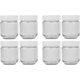 Rommelsbacher Joghurtbereiter-Ersatzgläser-Set JG 8, Glas (transparent/weiß, 8-teilig)