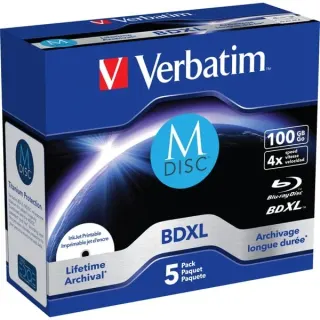 Verbatim BD-R M-Disc 100 GB, Blu-ray-Rohlinge (4-fach, 5 Stück)