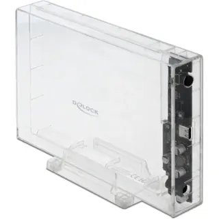 DeLOCK Externes Gehäuse für 3.5" SATA HDD mit USB Type-C Buchse, Laufwerksgehäuse (transparent)