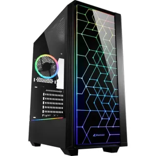 Sharkoon RGB LIT 100, Tower-Gehäuse (schwarz, Front und Seitenteil aus gehärtetem Glas)