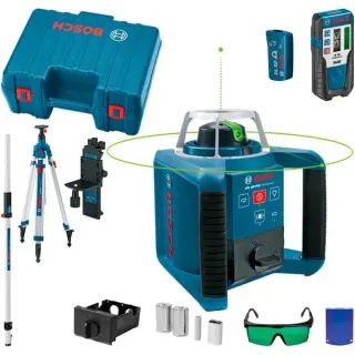 Bosch Professional Rotationslaser GRL 300 HVG Professional, mit Baustativ (blau, Koffer, grüne Laserlinie)