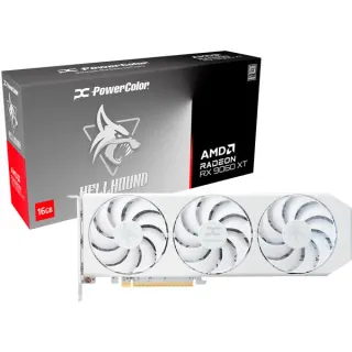 PowerColor Radeon RX 9060 XT Hellhound Spectral White 16G, Grafikkarte (weiß)