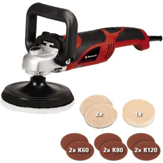 EINHELL Poliermaschine und Schleifmaschine CC-PO 1100/150 E (rot/schwarz, 1.100 Watt, Schleifscheibe Ø 150mm)