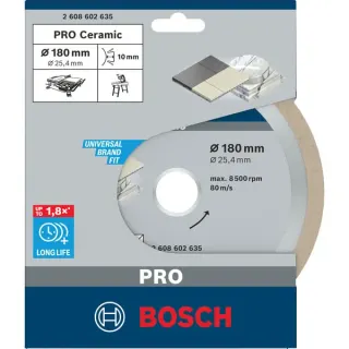 Bosch Professional PRO Ceramic Diamant-Trennscheibe, Ø 180mm (Bohrung 25,4mm)