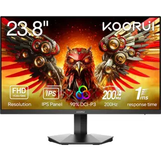 Koorui G2411P, Gaming-Monitor (60.5 cm (23.8 Zoll), schwarz, FullHD, IPS, HDMI, DP, FreeSync Premium, HDR, 200Hz Panel)