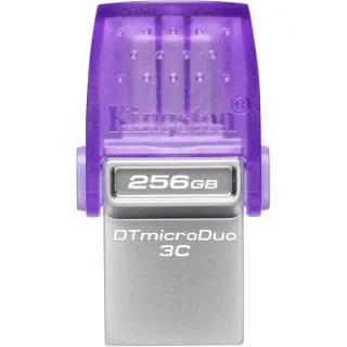 Kingston DataTraveler microDuo 3C 256 GB, USB-Stick (violett/transparent, USB-A 3.2 Gen 1, USB-C 3.2 Gen 1)