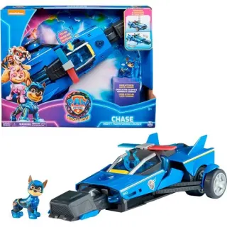 Spin Master Paw Patrol: Der Mighty Kinofilm, Chases Deluxe Superhelden-Raketenfahrzeug, Spielfahrzeug (blau/schwarz, inkl. Chase Figur)