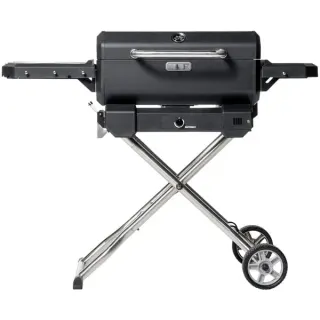Masterbuilt Tragbarer Holzkohlegrill und Smoker (schwarz, mit Scherenwagen)