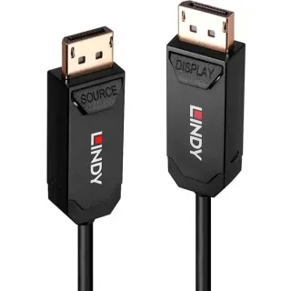 Lindy Fibre Optic Hybrid DisplayPort 2.0 UHBR10 Kabel (schwarz, 10 Meter, AOC-Kabel, 8K 60Hz)