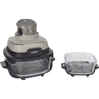 Ninja CRISPi 4-in-1 tragbare Glas-Heißluftfritteuse "Stone" (grau/transparent, 1.700 Watt, 2 Körbe 1,4 und 3,8 Liter)