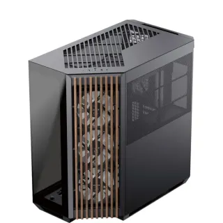 APNX V1-W-BK-v3, Tower-Gehäuse (schwarz, Tempered Glass x 2, Holz-Verkleidung)