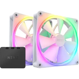 NZXT F140 RGB DUO Twin 140x140x25, Gehäuselüfter (weiß, 2er Pack, inkl. RGB-Controller, 140 mm)
