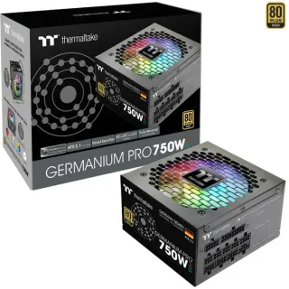 Thermaltake Germanium Pro RGB 750W, PC-Netzteil (schwarz, 1x 12-Pin High Power GPU, 4x PCIe, Kabelmanagement, 750 Watt)