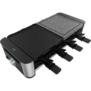 Cecotec Raclette Cheese&Grill 16000 Inox Mixgrill (schwarz/edelstahl, 1.400 Watt, für 8 Personen)